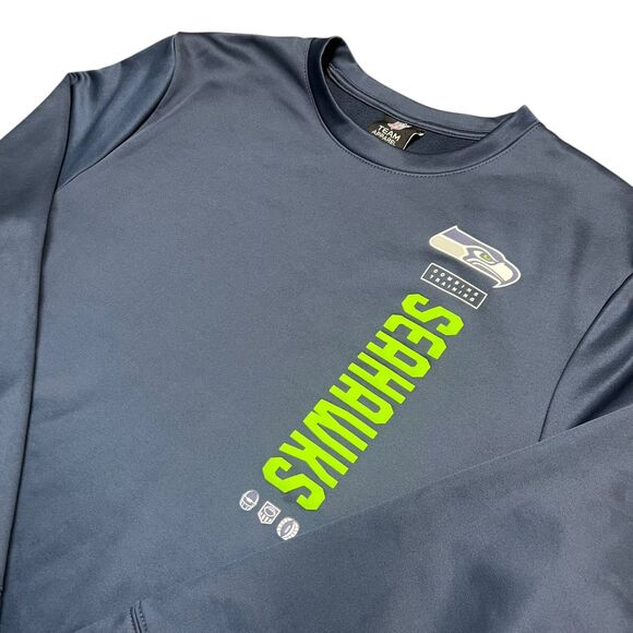 Seattle Seahawks NFL Combine Authentic Training Crew Sweatshirt Navy Green Large - Picture 4 of 8
